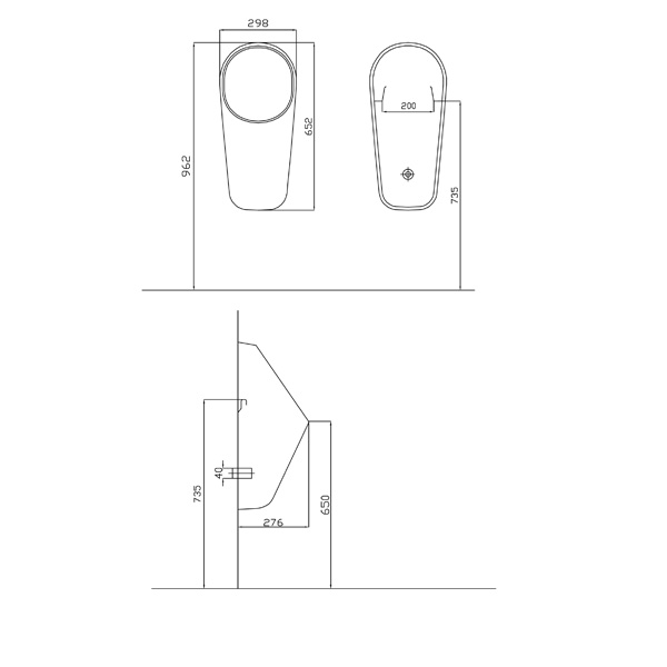 Concealed Urinal Suitable for Retrofit Waterless conversion Kits
